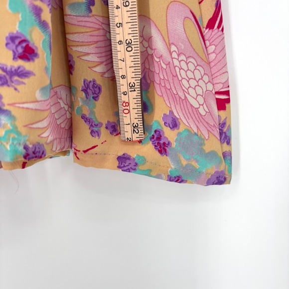 NWT Raga Pink Bird Floral Print Cold Shoulder Mini Dress Sz XS Ties Tassels Boho - Picture 6 of 15